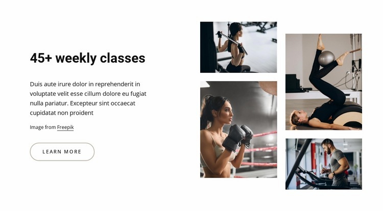 45 Weekly classes Homepage Design