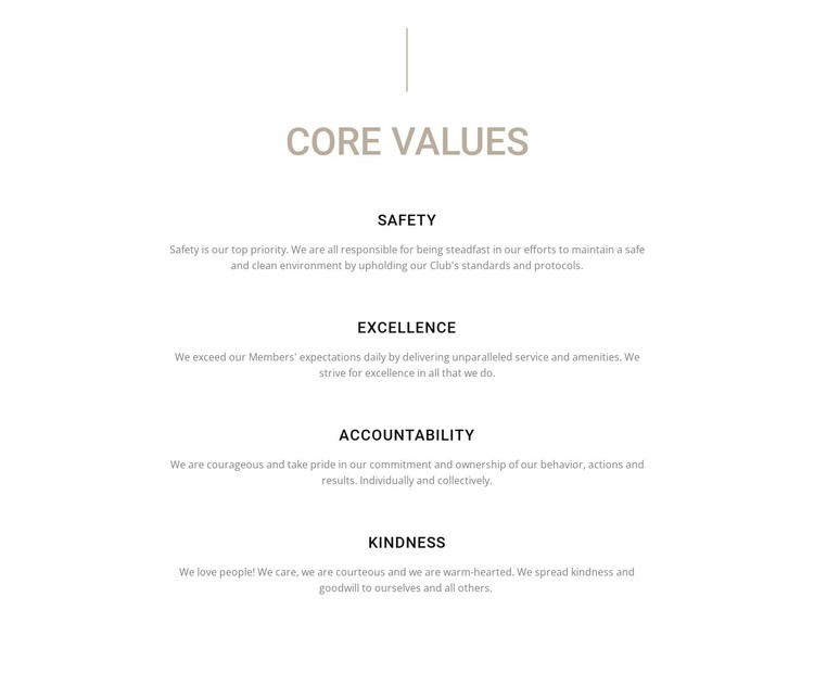 Core values HTML Template