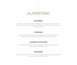Alapértékei - Többcélú Webdesign