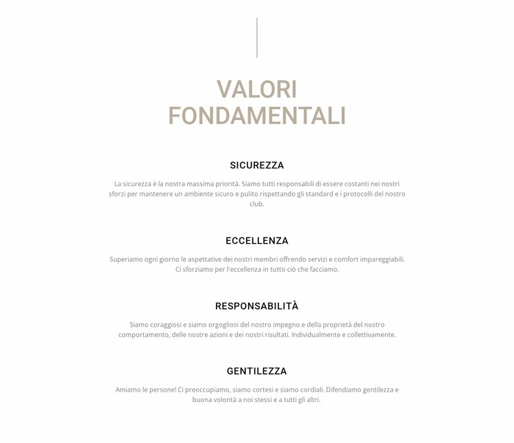 Valori fondamentali Modelli di Website Builder