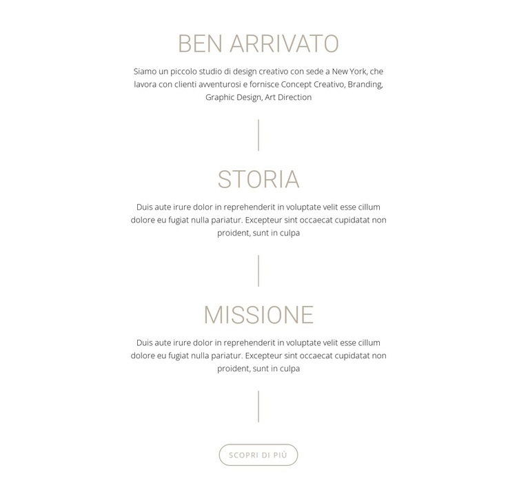 La nostra Missione e la nostra storia Mockup del sito web