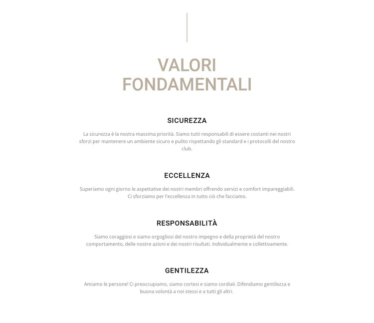 Valori fondamentali Modello HTML