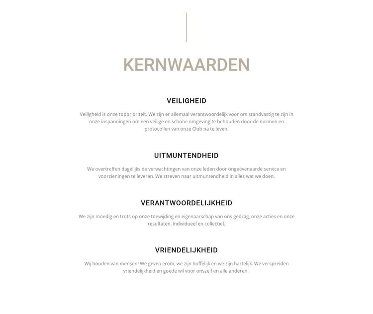 Kernwaarden Website Builder-sjablonen