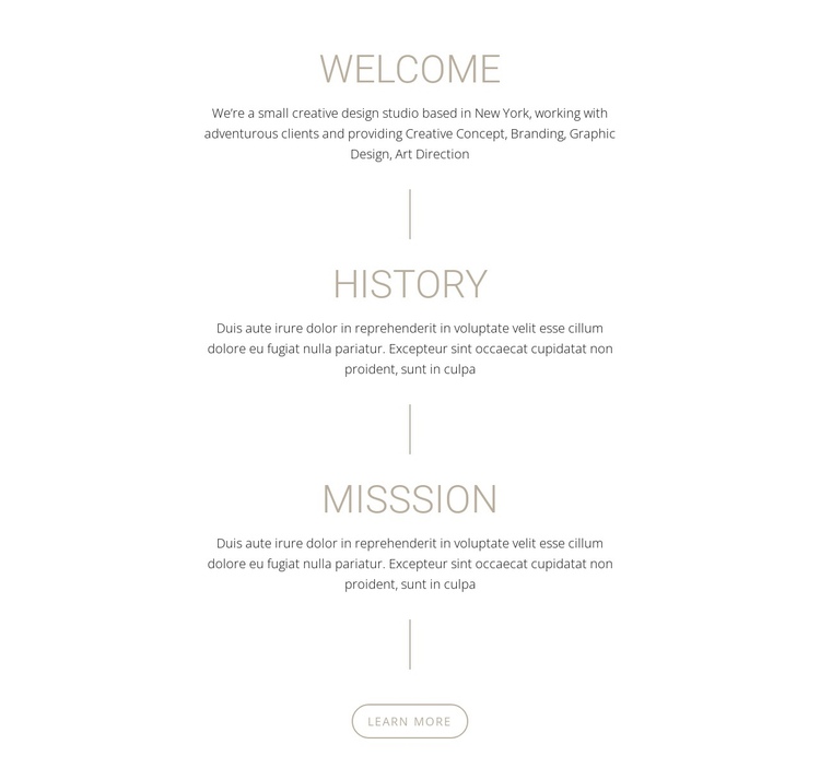 Our Mission and history One Page Template