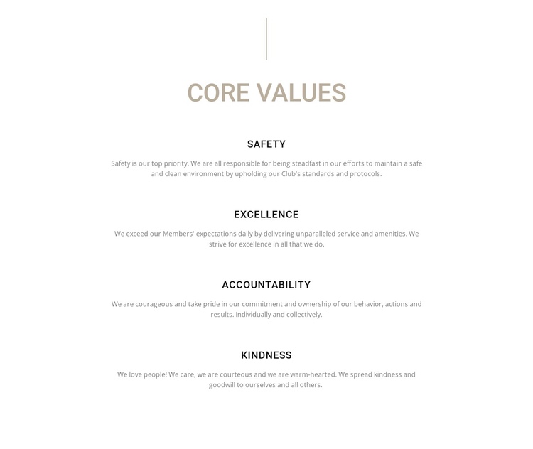 Core values One Page Template