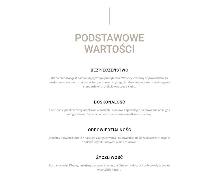 Podstawowe wartości Szablon