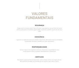 Valores Fundamentais - Modelo Responsivo HTML5