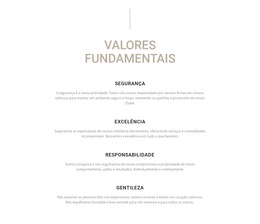Layout Do Site Para Valores Fundamentais
