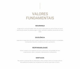 Página Inicial Do Site Para Valores Fundamentais