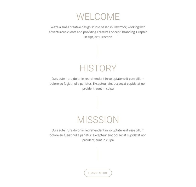 Vårt uppdrag och vår historia Html webbplatsbyggare