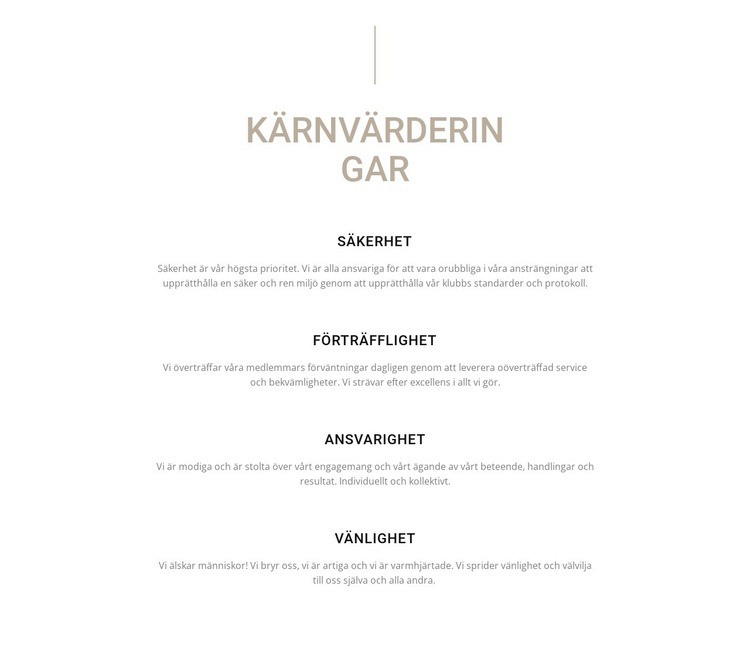 Kärnvärderingar Hemsidedesign