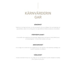 Webbplatslayout För Kärnvärderingar