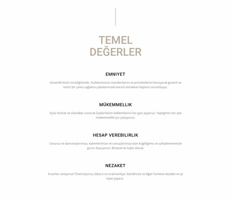 Temel değerler Html Web Sitesi Oluşturucu