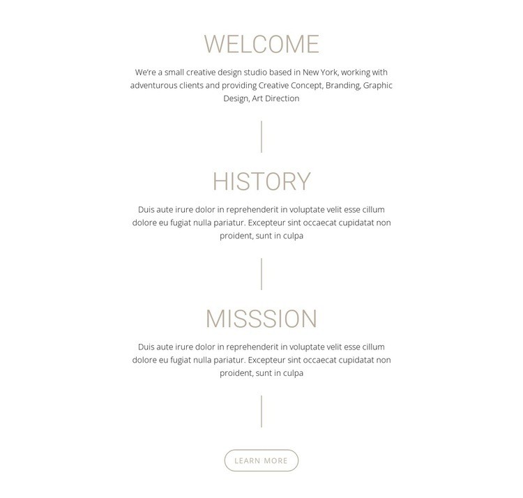 Our Mission and history Web Page Design