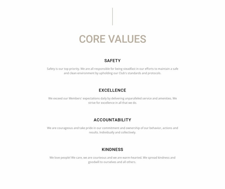 Core values Web Page Design
