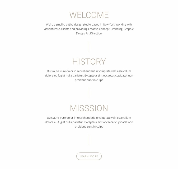 Our Mission and history Website Design