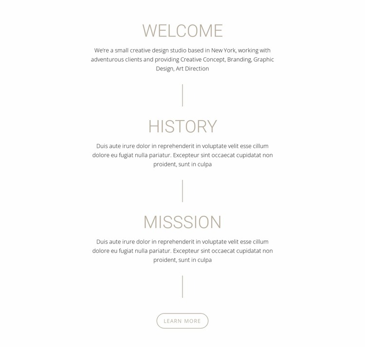 Our Mission and history Website Mockup