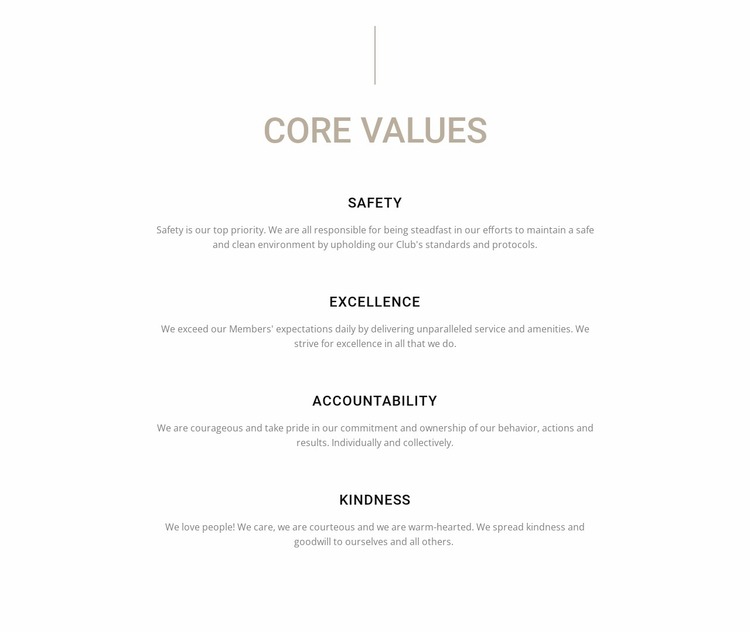 Core values Website Mockup