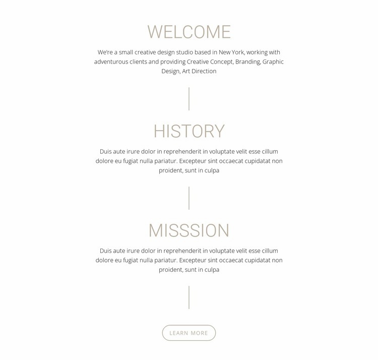 Our Mission and history Wix Template Alternative