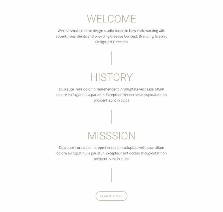 Our Mission and history WordPress Website Builder
