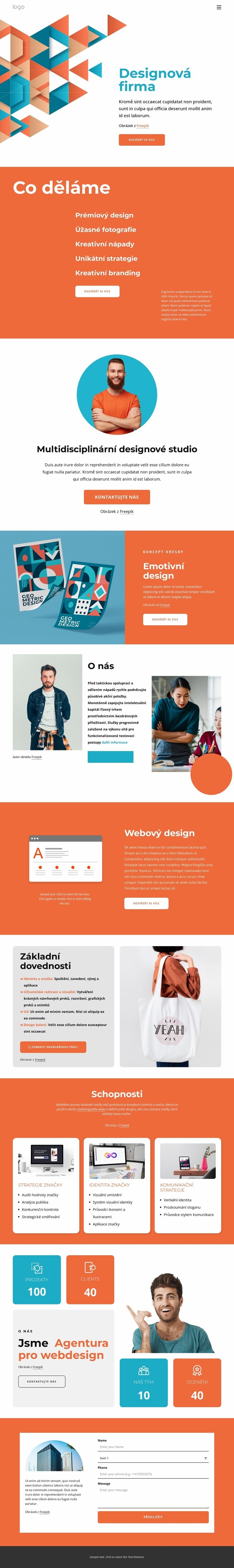 Kreativní nápady a skvělý design Šablona webové stránky