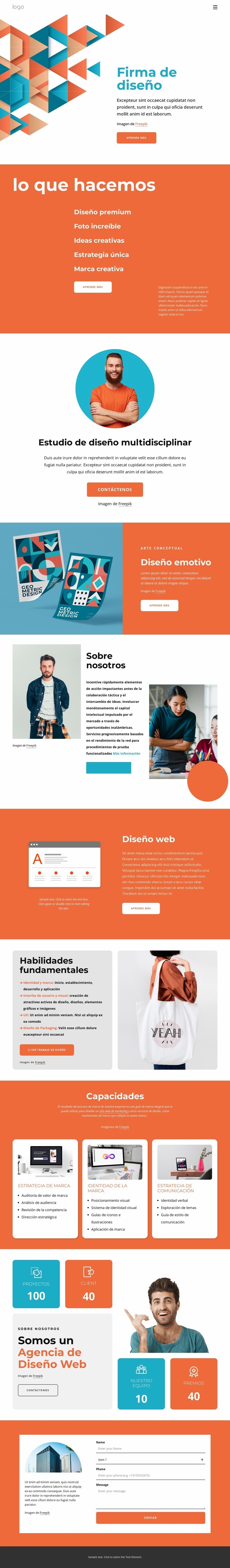 Ideas creativas y gran diseño. Creador de sitios web HTML