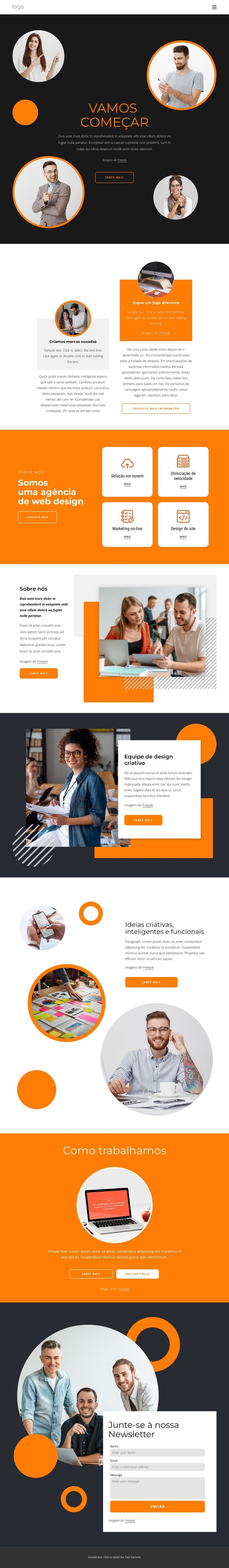 O design deve ser simples Maquete do site