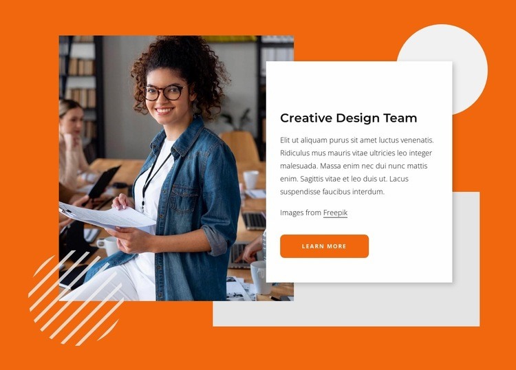 Kreativt designteam Html webbplatsbyggare