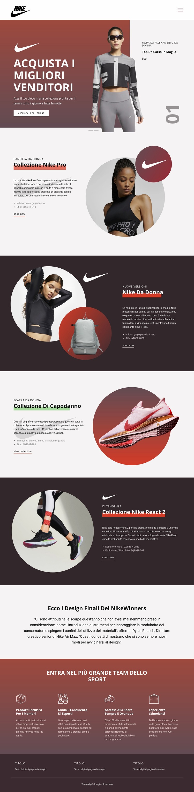 I migliori venditori per lo sport Mockup del sito web