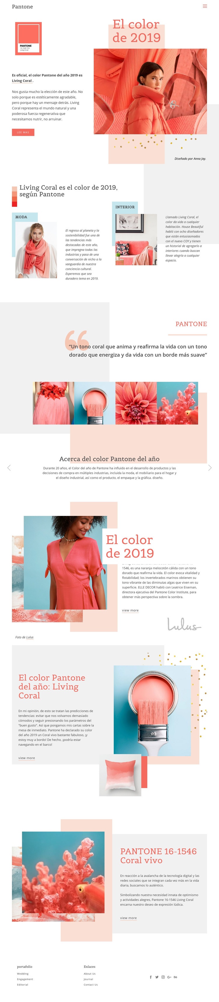 Color de 2019 Maqueta de sitio web