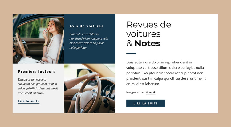 Revues de voitures et raitings Thème WordPress