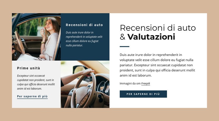 Revisioni e rait di auto Mockup del sito web