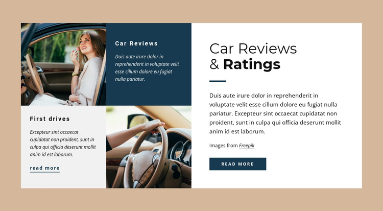 Car reviews and raitings One Page Template
