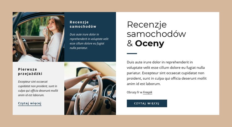 Recenzje samochodów i reklamacje Szablony do tworzenia witryn internetowych