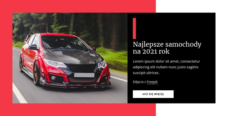 Najlepsze samochody na 2021 rok Makieta strony internetowej