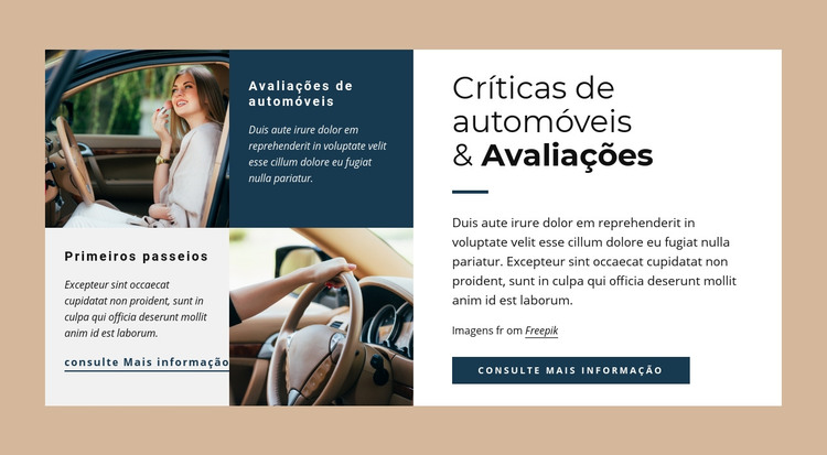 Críticas e raitings de carros Modelo HTML