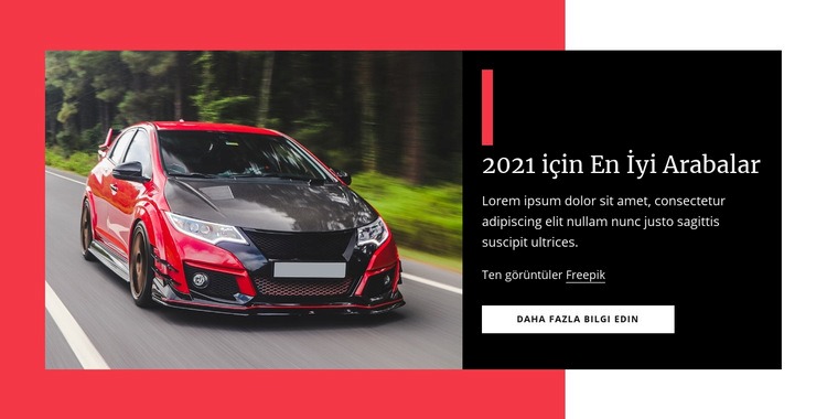 2021 için en iyi arabalar Bir Sayfa Şablonu