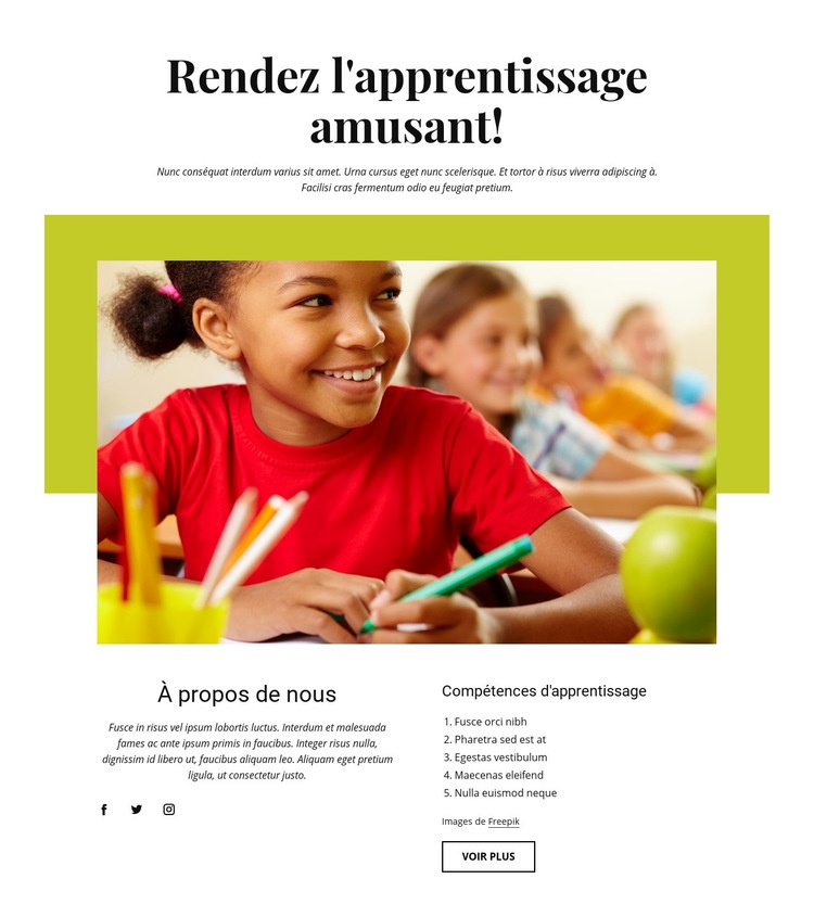 Activités d'apprentissage efficaces Modèles de constructeur de sites Web