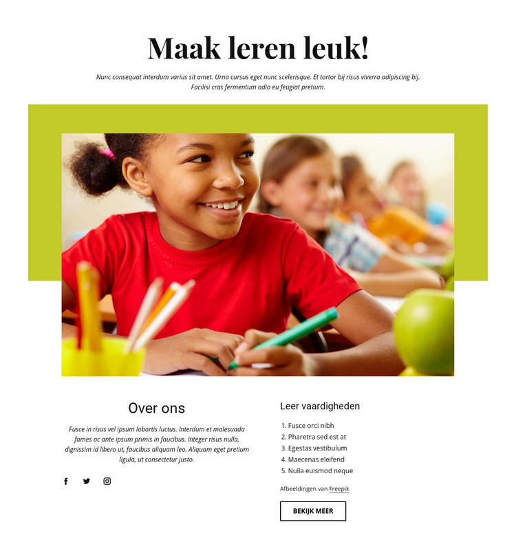 Effectieve leeractiviteiten HTML-sjabloon