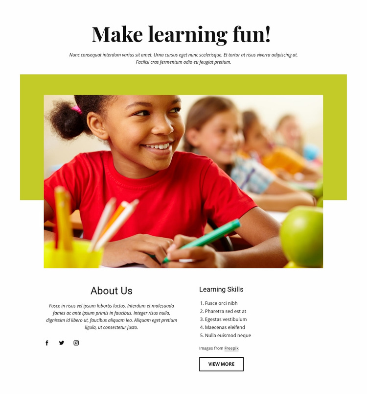 Effective learning activities Website Mockup
