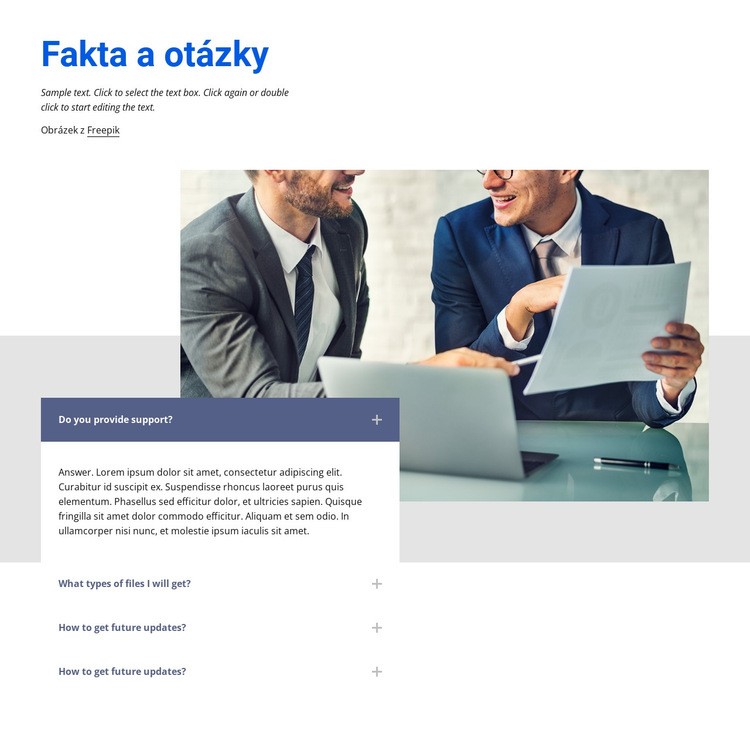 Fakta o společnosti Šablona HTML