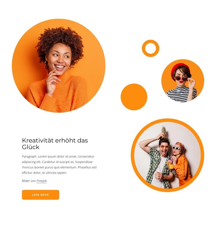 Kreativität erhöht das Glück Website Builder-Vorlagen