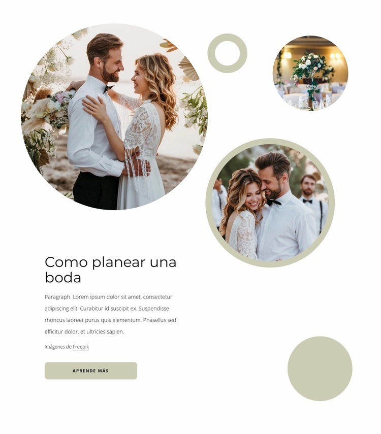 Facilitar la planificación de bodas Creador de sitios web HTML
