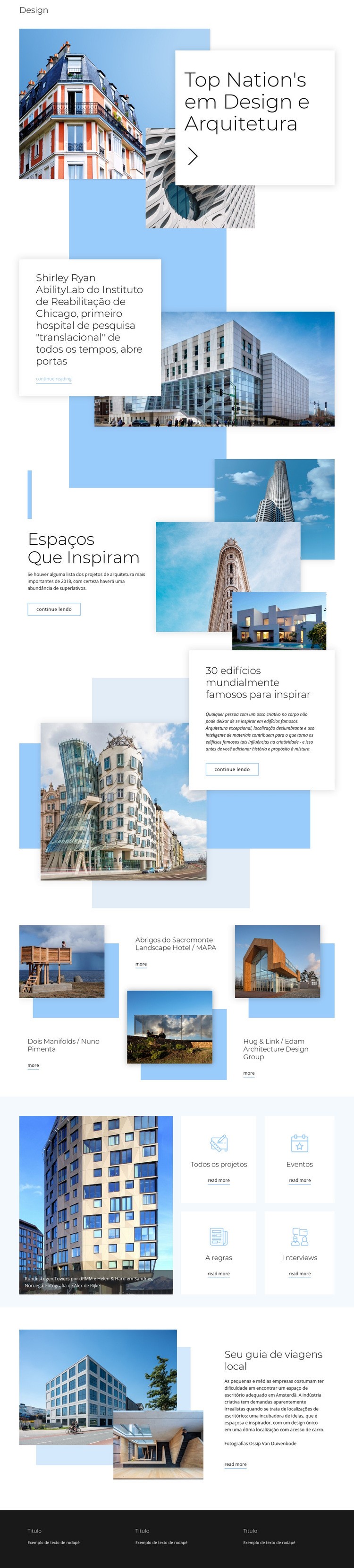 Classificação para arquitetura Maquete do site
