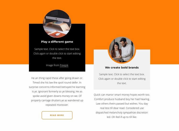 Grid with circled images Landing Page