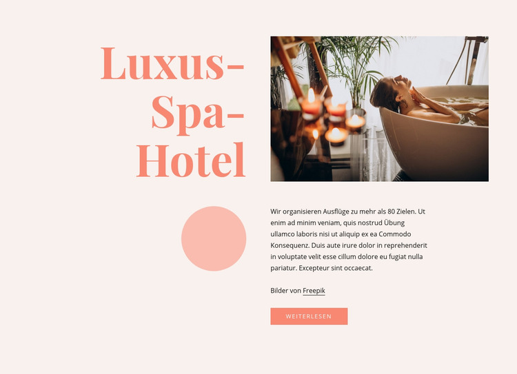 Vorteile eines Luxus-Spa-Hotels HTML-Vorlage