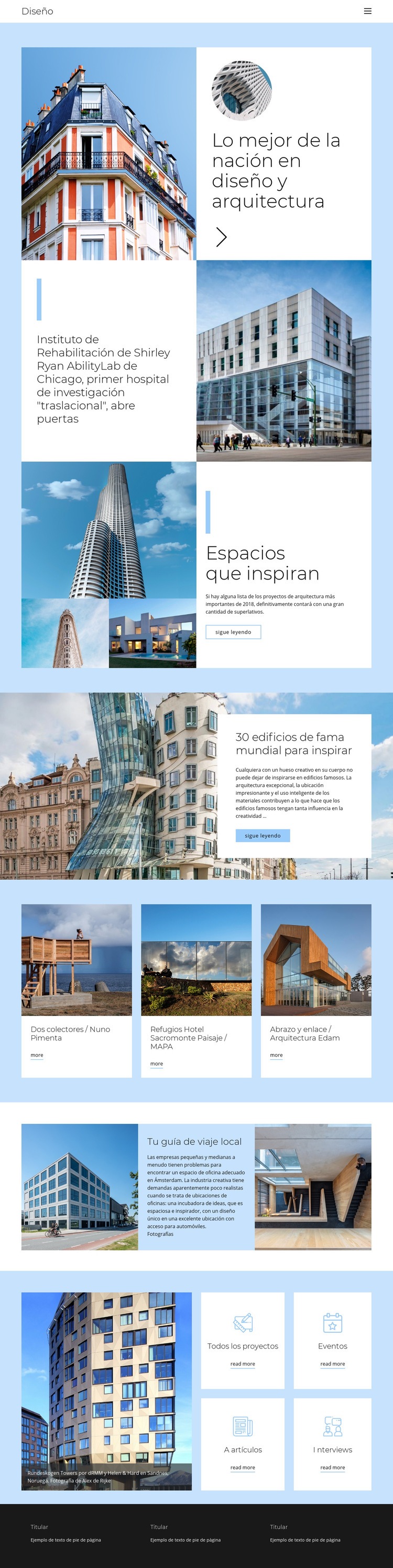 Guía de arquitectura de la ciudad Maqueta de sitio web