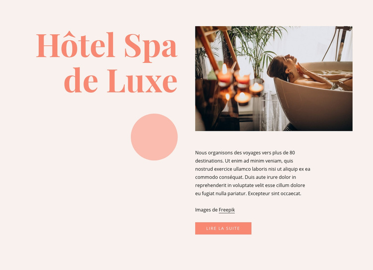 Avantages de l'hôtel spa de luxe Modèle de site Web