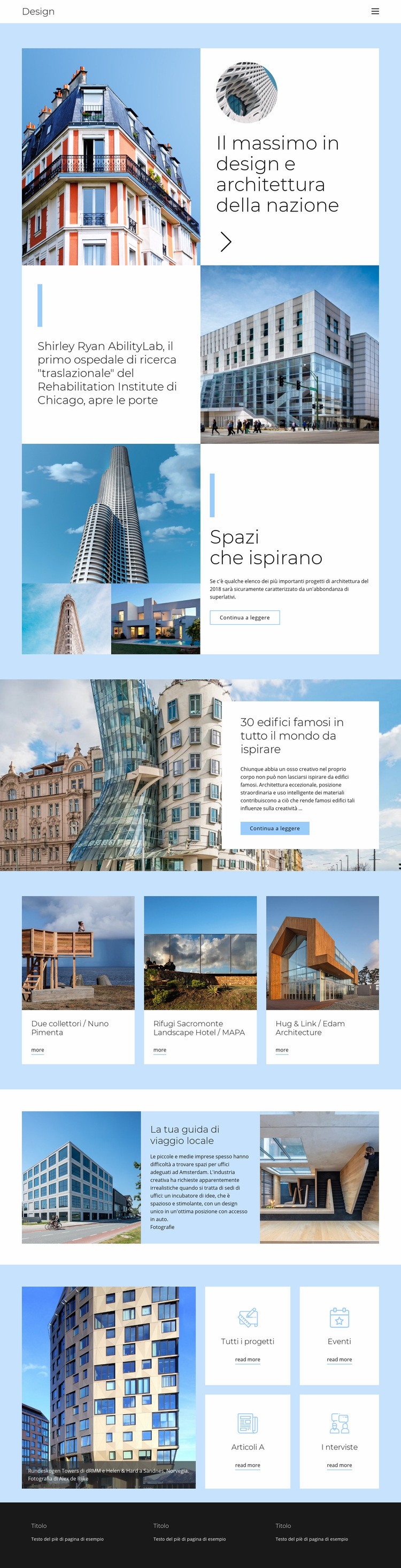 Guida della città di architettura Costruttore di siti web HTML