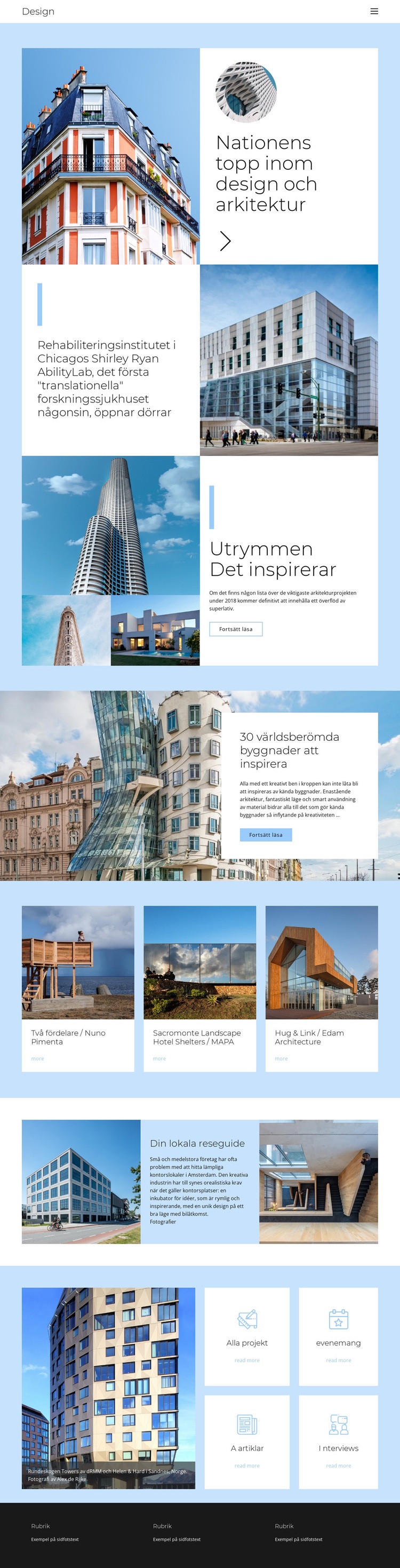 Arkitektur stadsguide HTML-mall